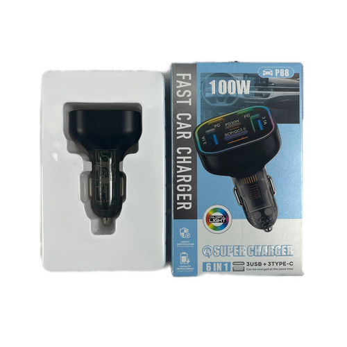 شارژر فندکی 100وات 6پورت سوپرفست مدل P88