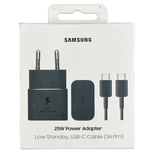 شارژر اصلی2پین 25وات سوپرفست سامسونگ با کابل شارژ 2سر تایپسی (ساخت ویتنام)