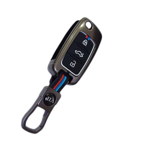 کاور ریموت فلزی لاکچری خودرو با بند طرح خودرو و رنگ تیتانیوم مناسب برای پژو 405 مدل 3دکمه (ایران خودرو)