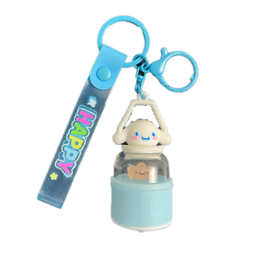 جاسوییچی و جاکلیدی سیلیکونی و چراغ فانوسی باتریخور طرح هپی HAPPY آبی و سفید